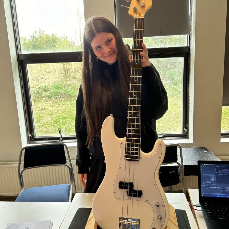 Anna Birta hannaði stand fyrir bassa.
