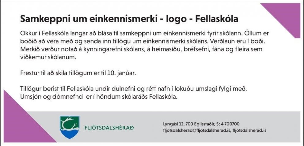 Samkeppni um einkennismerki Fellaskóla