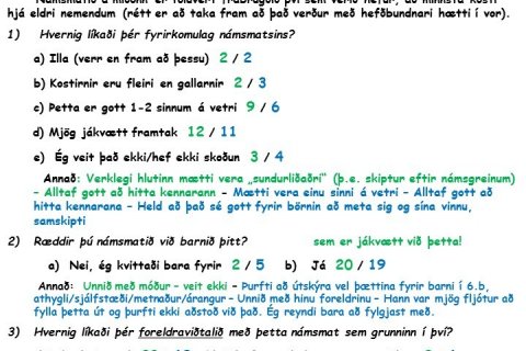 Niðurstöður könnunar á foreldradegi